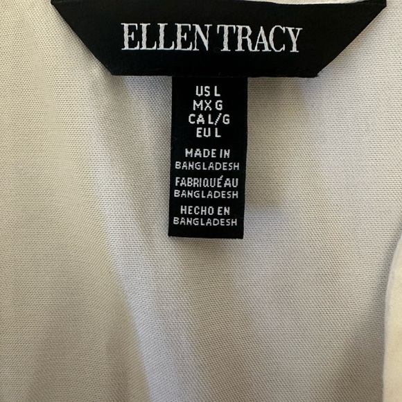 Ellen Tracy White Sleeveless Top L Lace Up Collar Tunic Tencel Hi Lo NWT $79.50 - Picture 6 of 9